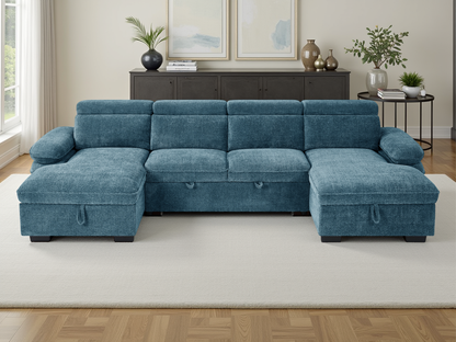 MNS Hudson Sofabed Blue U Shape Corner