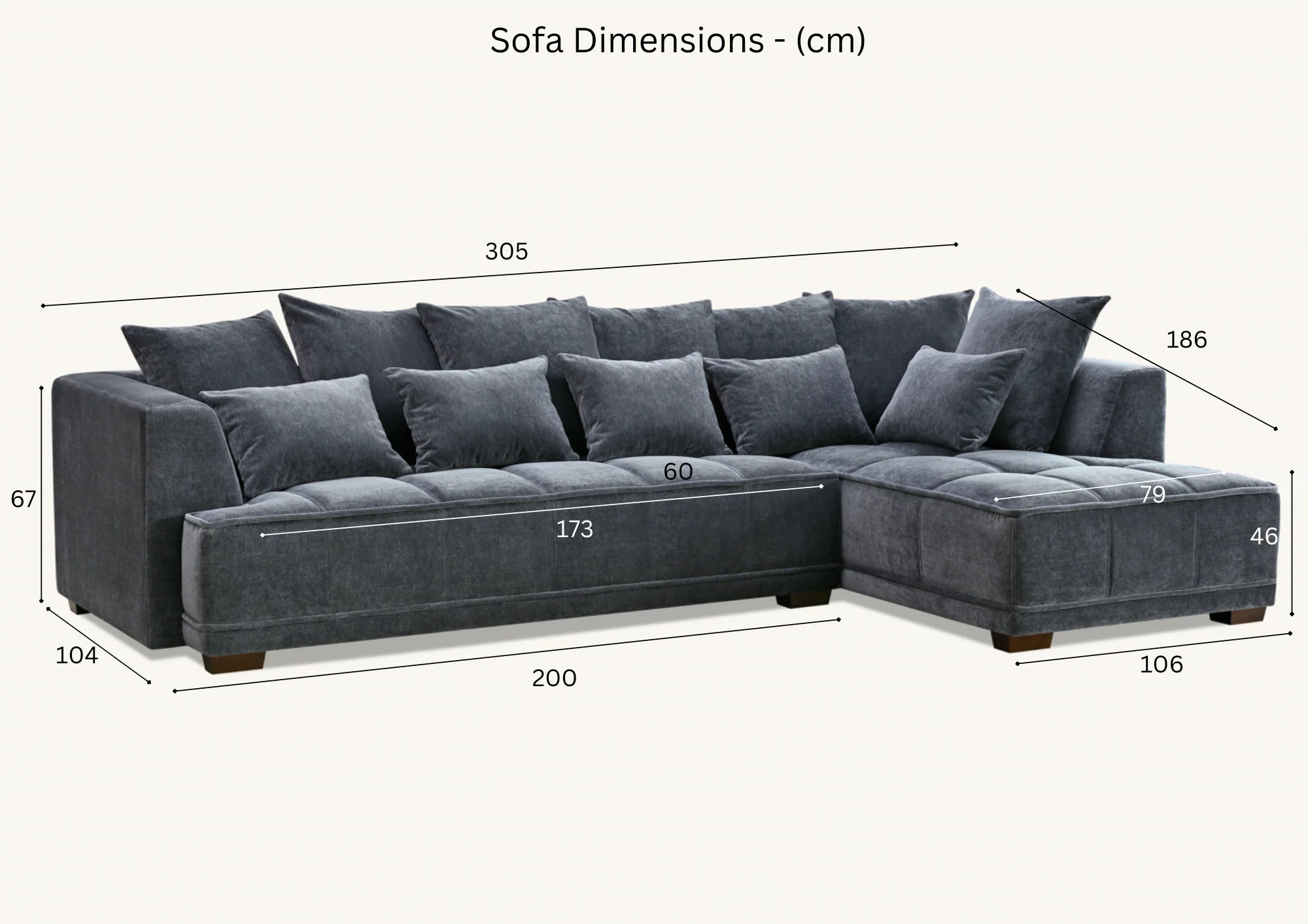 Aluxo Gramercy Right Hand Facing Corner Sofa – Steel Grey Velvet