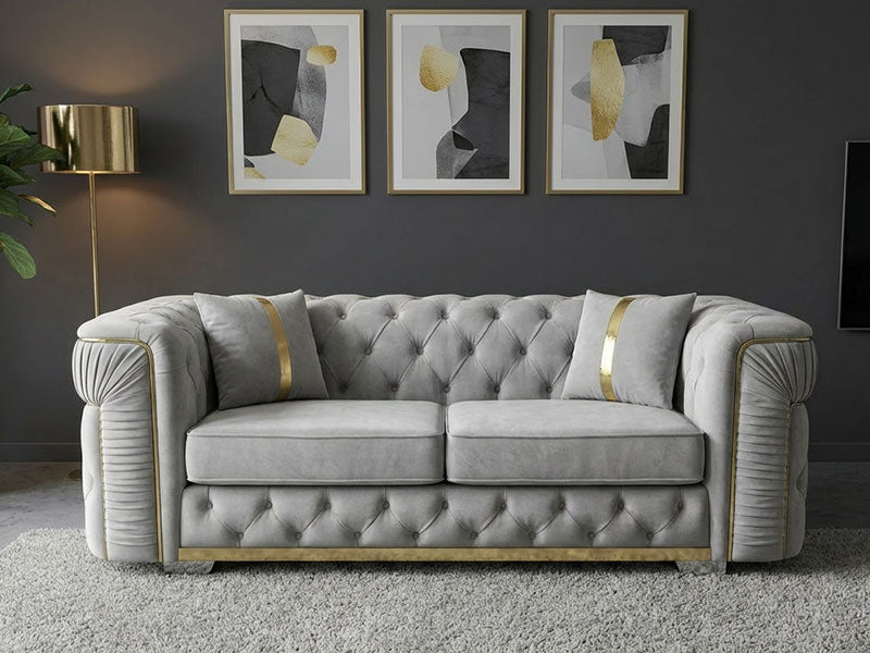 MNS Ambassador Chesterfield Sofa in Plush Velvet Corner Sofa or 3+2 Seater Sofa