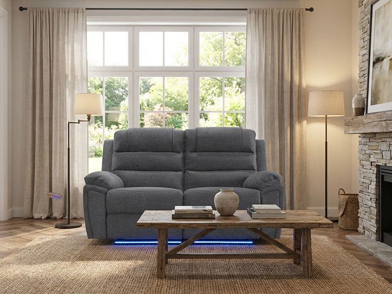 MNS Venice Fabric Electric Recliner Sofa Grey - 3+2 Seater Fabric Sofa