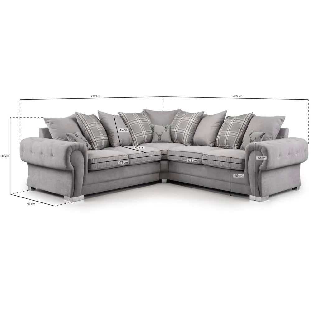 Kensington/Verona Fabric Corner Sofa With Scatterback Cushions