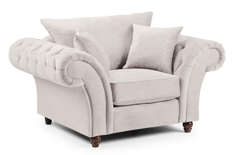 Maryland Chester Arms Sofa in Plush Velvet Fabric - Cream