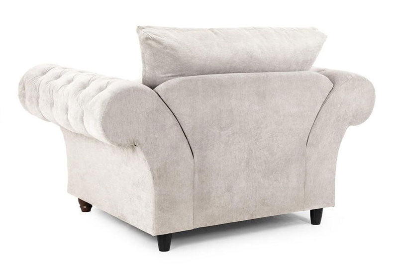 Maryland Chester Arms Sofa in Plush Velvet Fabric - Cream