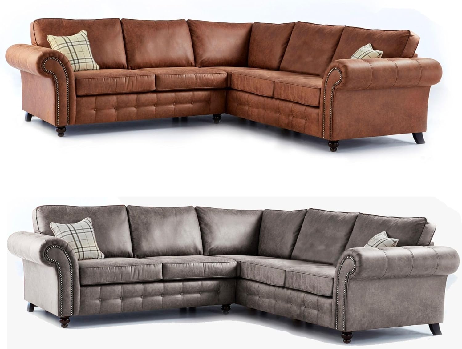 MNS Oakland Brown Faux Leather Large Corner Sofa Set