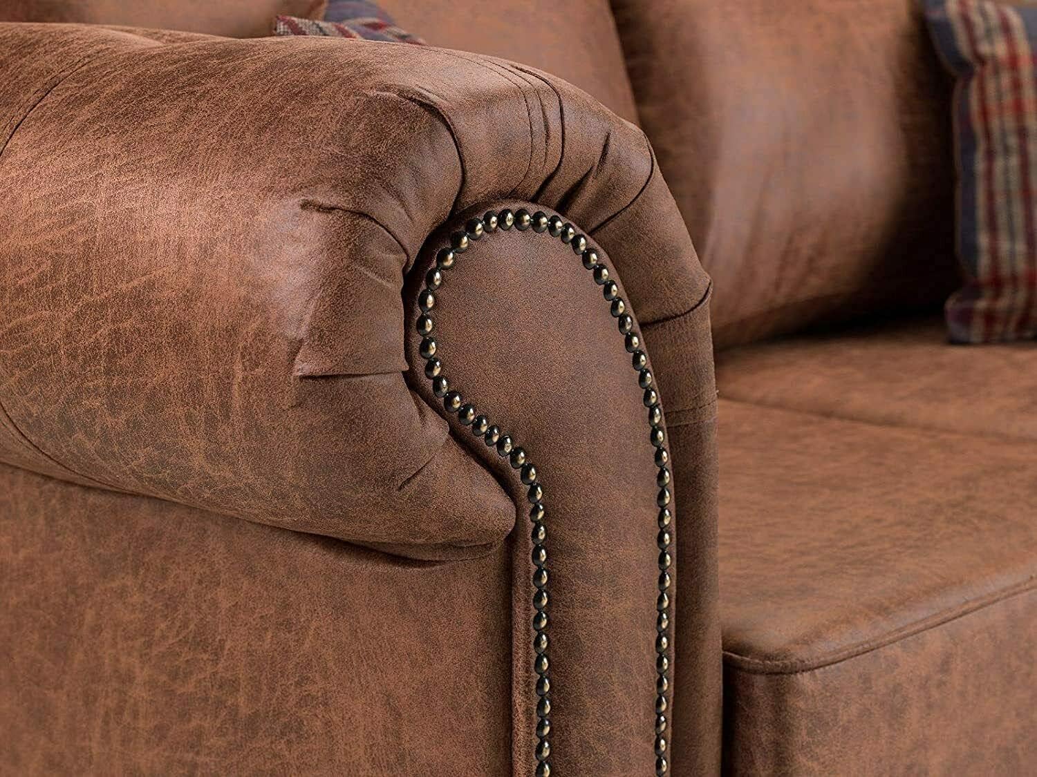 MNS Oakland Brown Faux Leather Large Corner Sofa Set
