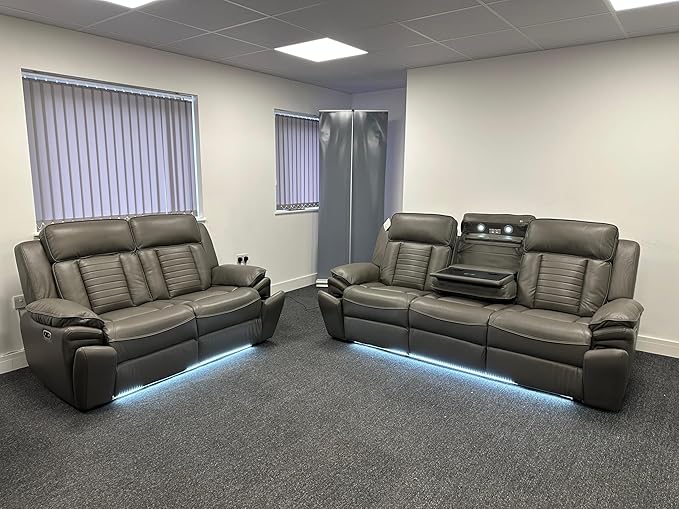 MNS Savilla Leather Electric Recliners Sofa With Cupholders – 3+2 Seater Sofa Set