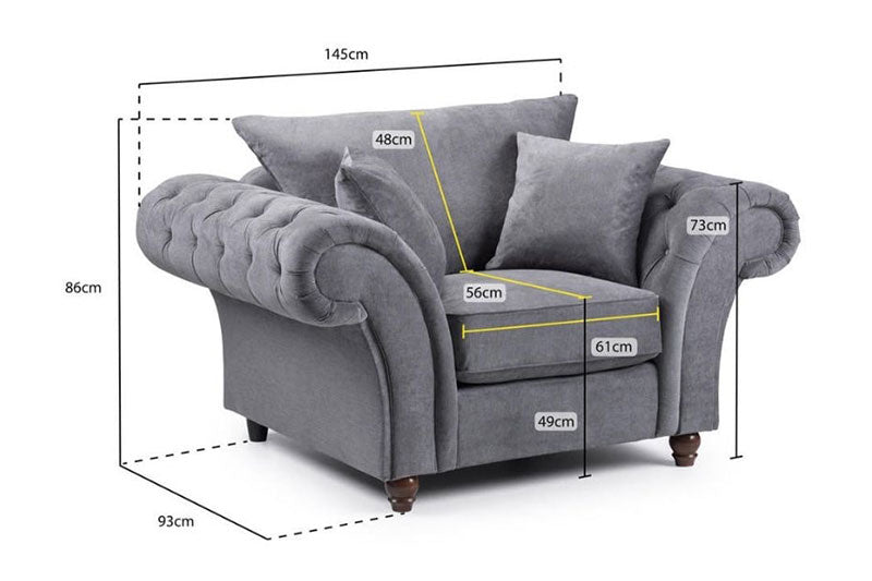 Maryland Chester Arms Sofa in Plush Velvet Fabric - Cream