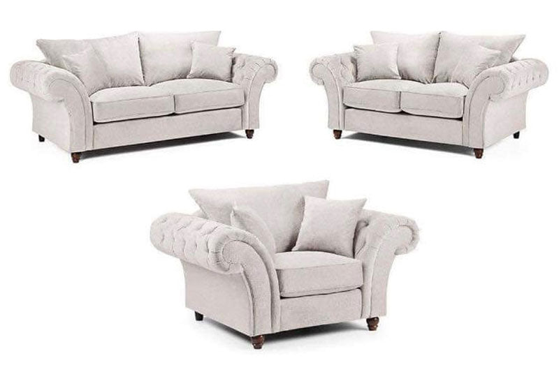 Maryland Chester Arms Sofa in Plush Velvet Fabric - Cream