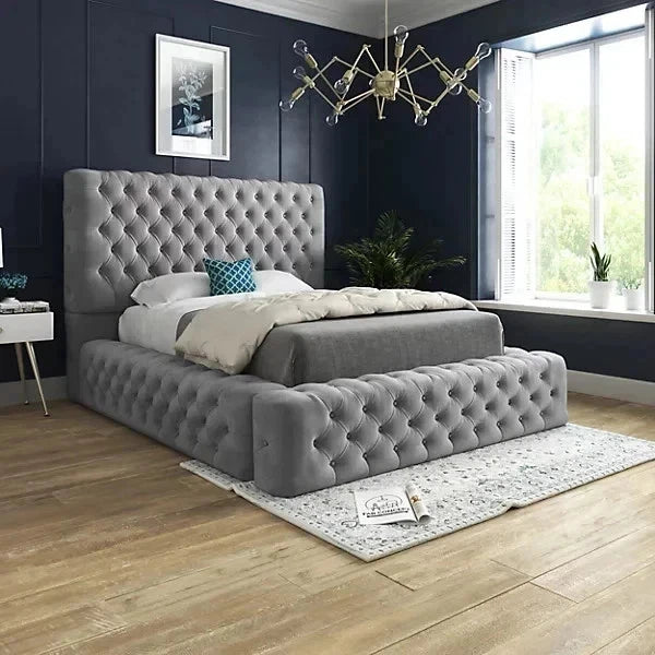 MNS Ambassador Bed Frame Upholstered Velvet Gas Lift Storage With Matteress