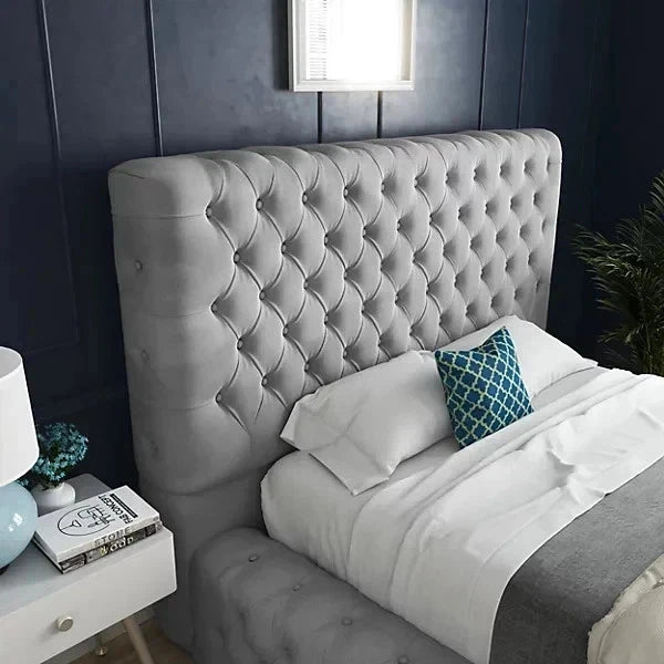 MNS Ambassador Bed Frame Upholstered Velvet Gas Lift Storage With Matteress