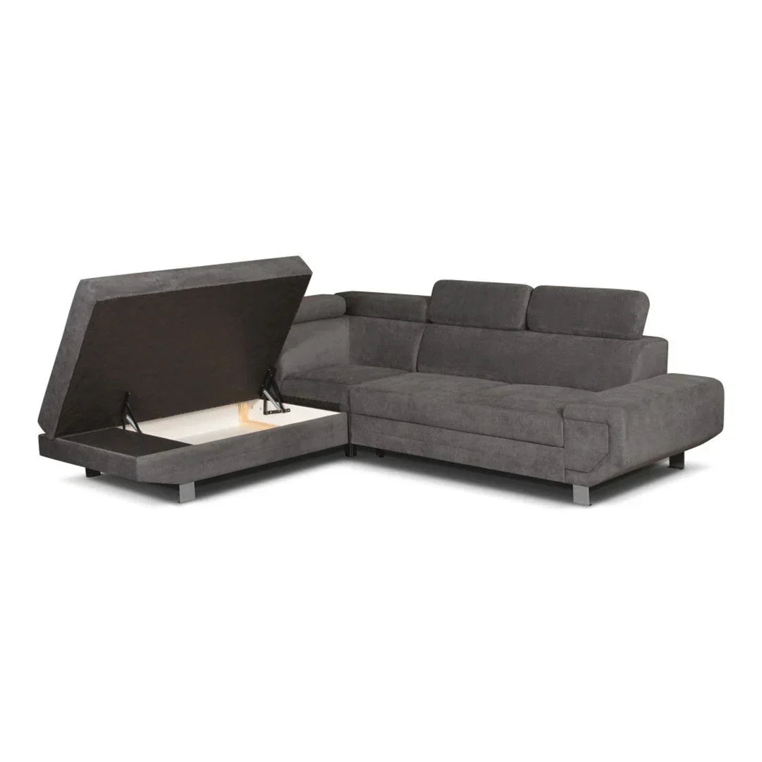 MNS Artic Left Hand Facing Corner Sofa Bed With Storage Box - Grey