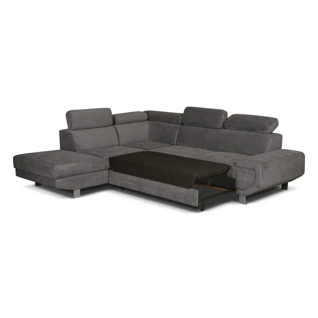 MNS Artic Left Hand Facing Corner Sofa Bed With Storage Box - Grey