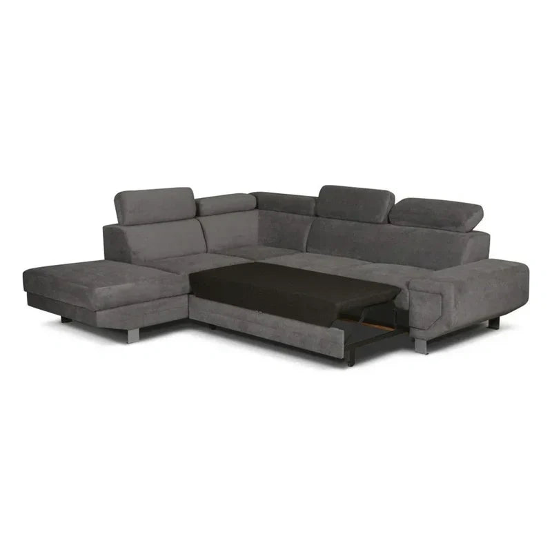 MNS Artic Left or Right Hand Facing Corner Sofa Bed With Storage Box - Grey