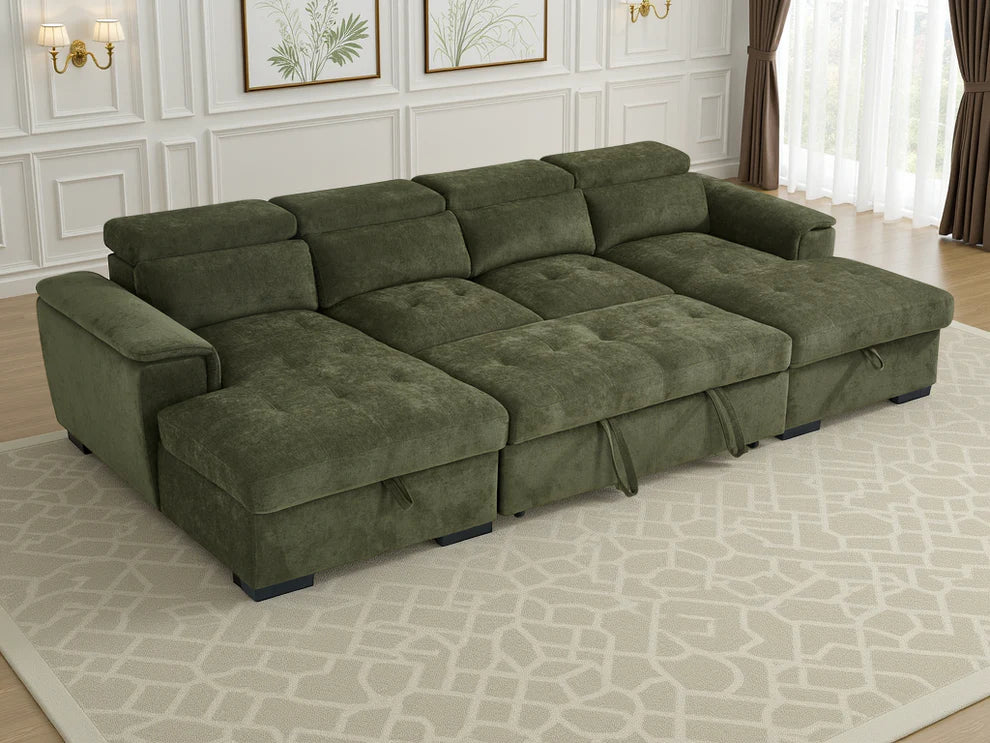 MNS Alaya Sofabed Green U Shape Corner