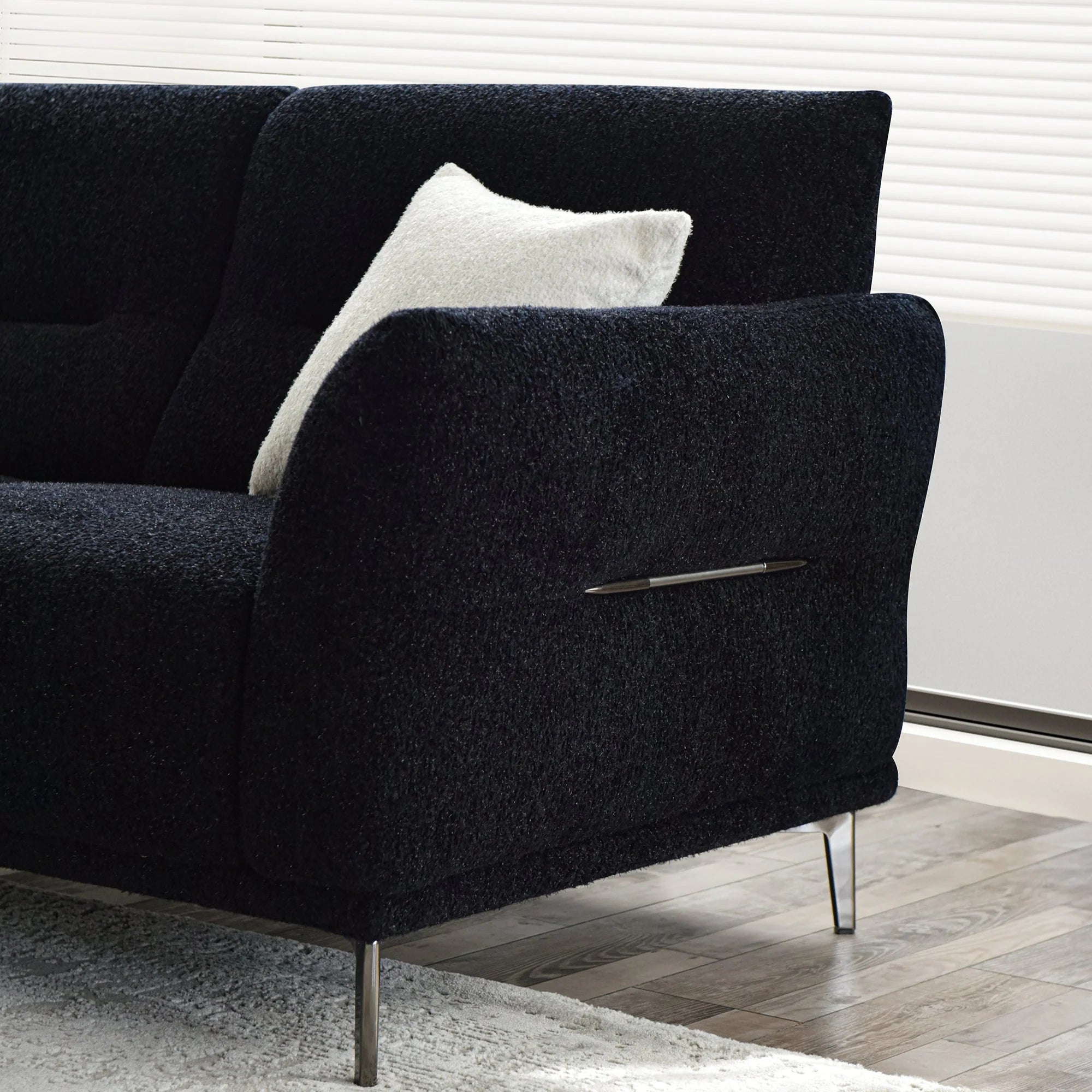MNS Aluxo Albany Range Sofa in Midnight Black Lux Boucle Fabric - Deep Cushion Comfort