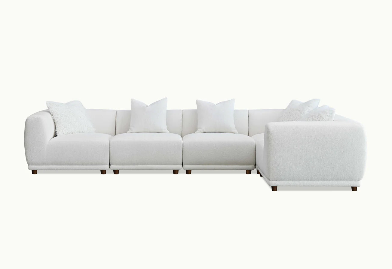 MNS Aluxo Lottie 5pc Modular Corner Sofa in Polar Boucle - L Shape Sofa - Customisable Layout