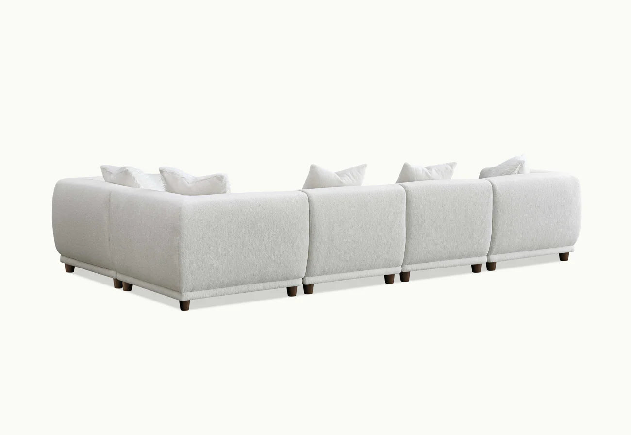 MNS Aluxo Lottie 5pc Modular Corner Sofa in Polar Boucle - L Shape Sofa - Customisable Layout