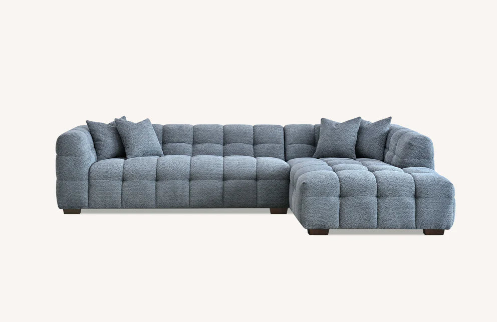 MNS Aluxo Tribeca Corner Sofa in Iron Boucle Fabric With Matching Footstool
