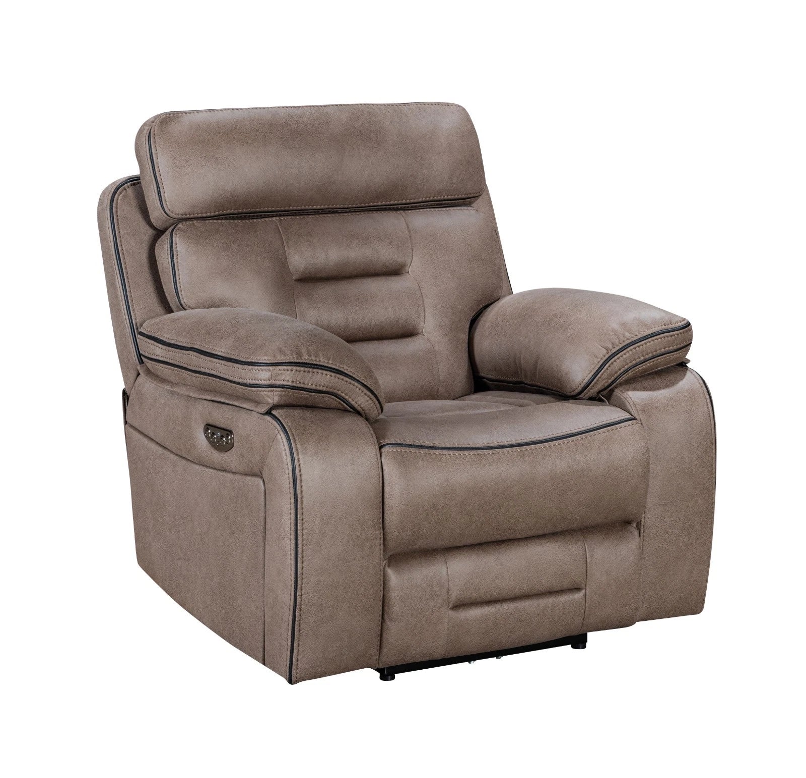MNS Chelsea Electric Recliner Sofa Brown, Fabric, USB Ports, Hot &C Cupholder