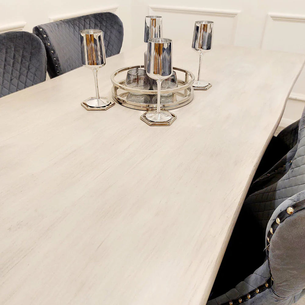 MNS Freya 1.8 Dining Table Solid Light Pine wood with Chrome Metal Legs