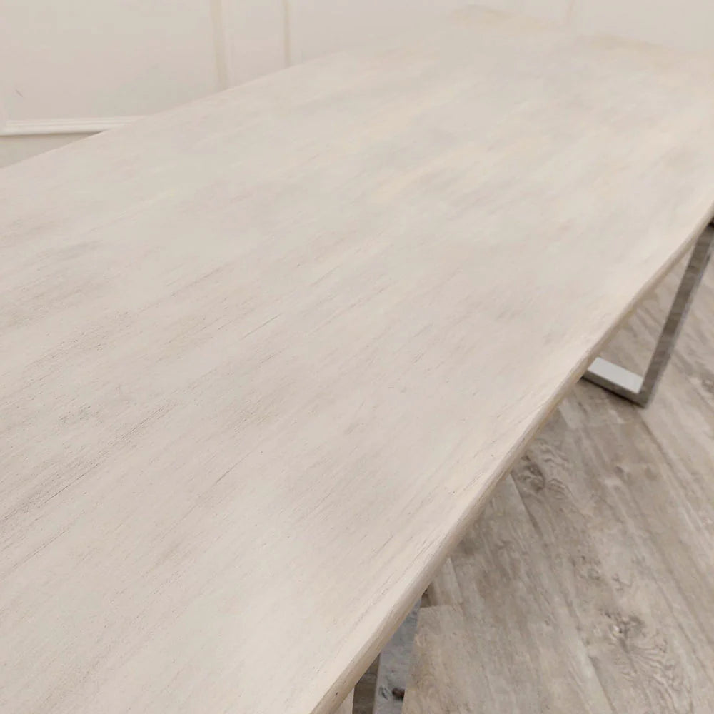 MNS Freya 1.8 Dining Table Solid Light Pine wood with Chrome Metal Legs