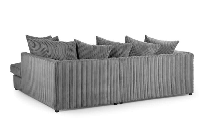 Dylan Jumbo Cord Fabric Corner Sofa with Cushions 3 Seaters, 2 Seaters L-Shape Sofa - Black