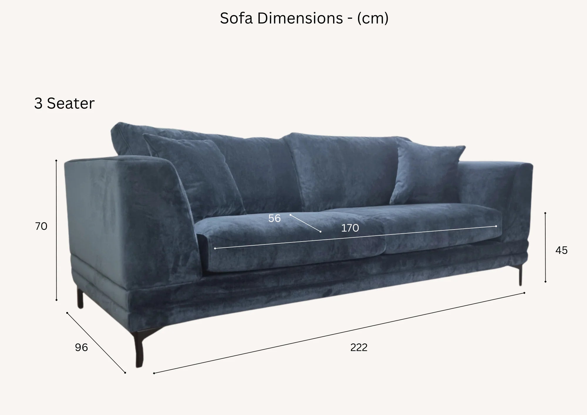 MNS Aluxo Lenox Sofa Range in Aegean Blue Velvet - 3 Seaters & 2 Seaters Sofa