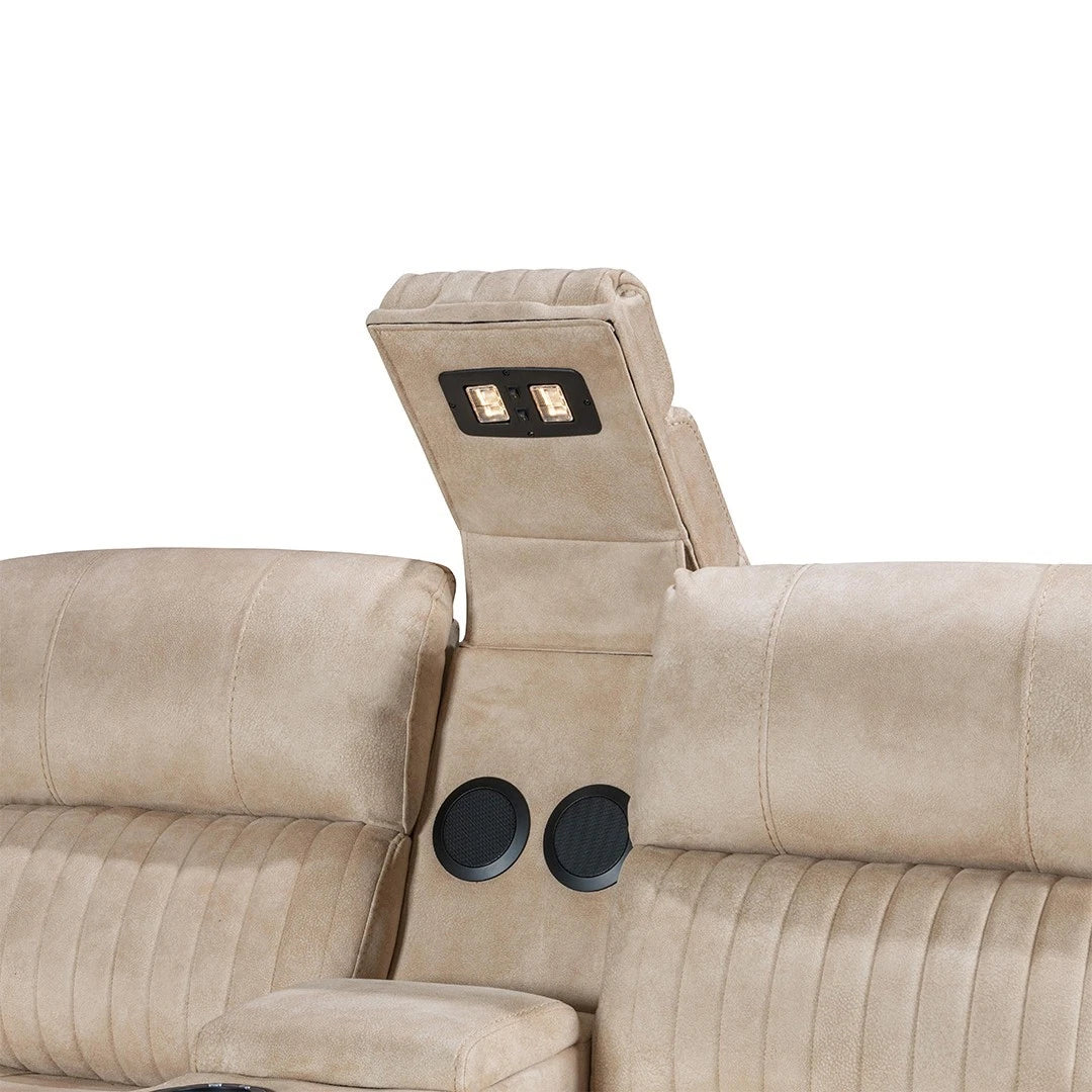 MNS Geneva Pro Fabric Electric Recliner Sofa 3+2+1 Set Wireless/Bluetooth/USB/Led