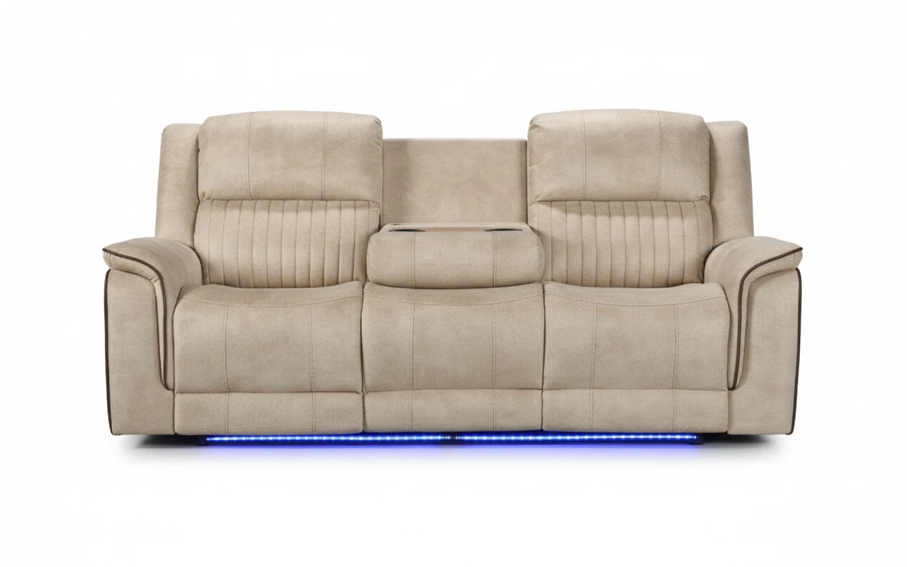 MNS Geneva Pro Fabric Electric Recliner Sofa 3+2+1 Set Wireless/Bluetooth/USB/Led