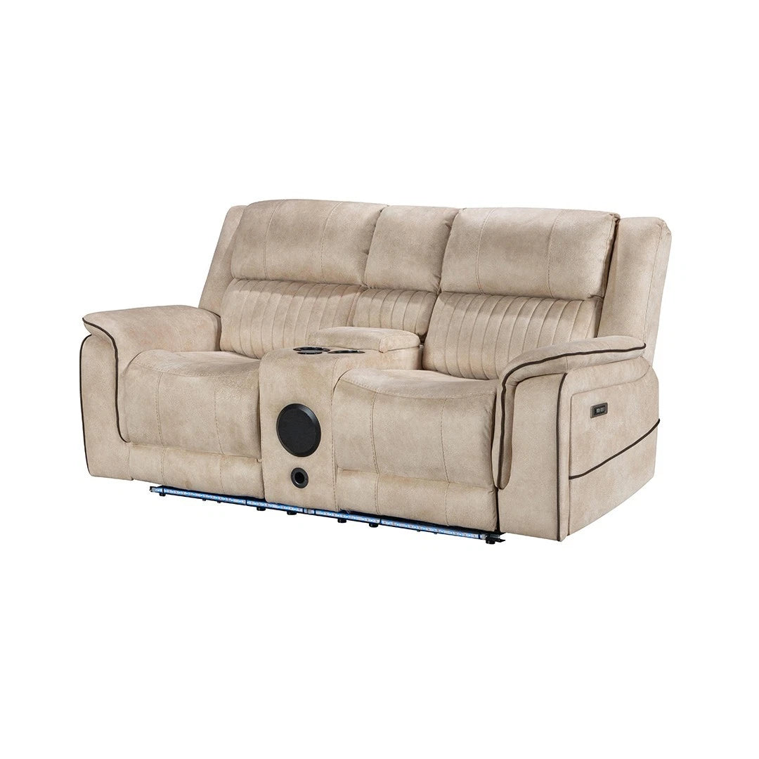 MNS Geneva Pro Fabric Electric Recliner Sofa 3+2+1 Set Wireless/Bluetooth/USB/Led