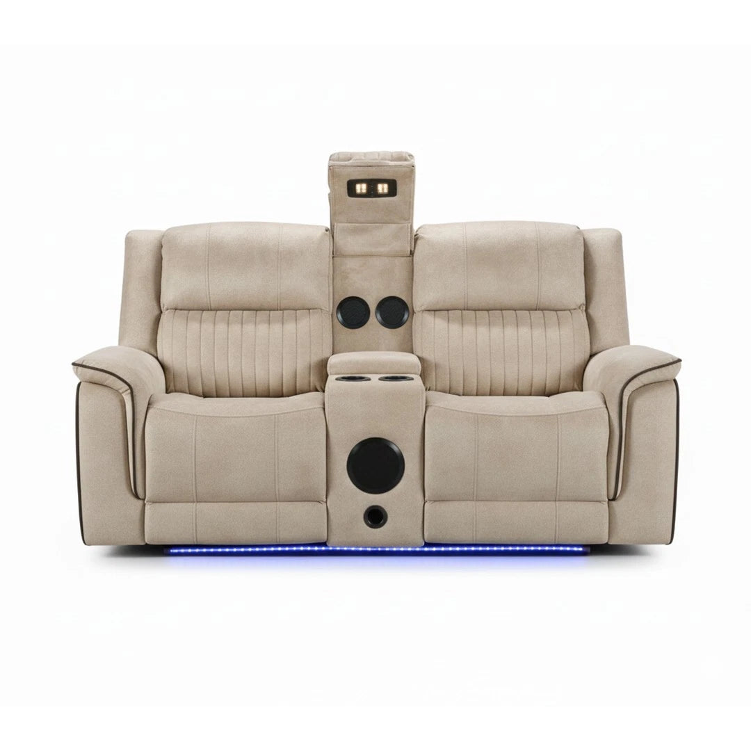 MNS Geneva Pro Fabric Electric Recliner Sofa 3+2+1 Set Wireless/Bluetooth/USB/Led