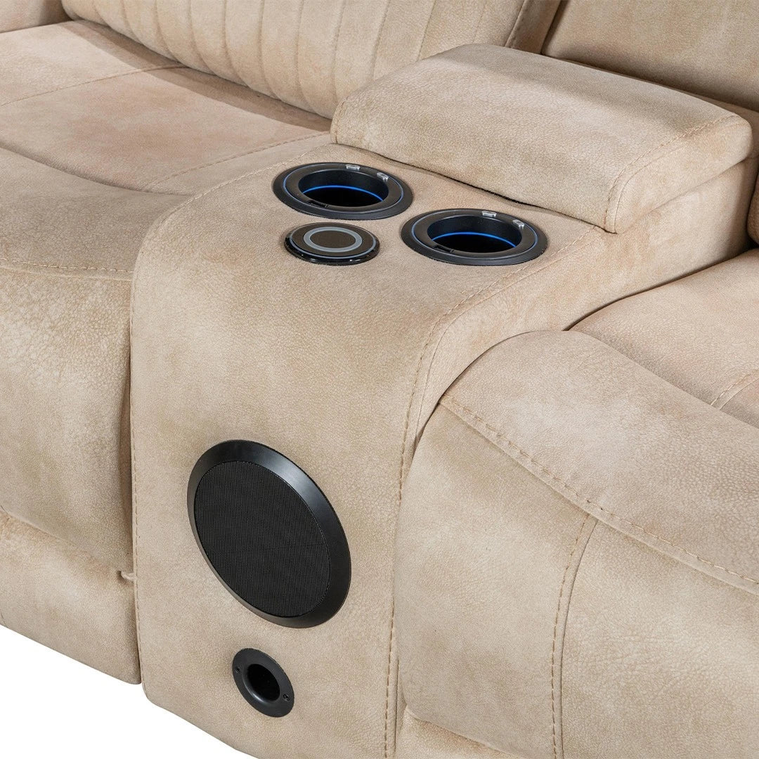 MNS Geneva Pro Fabric Electric Recliner Sofa 3+2+1 Set Wireless, Bluetooth, USB, Led