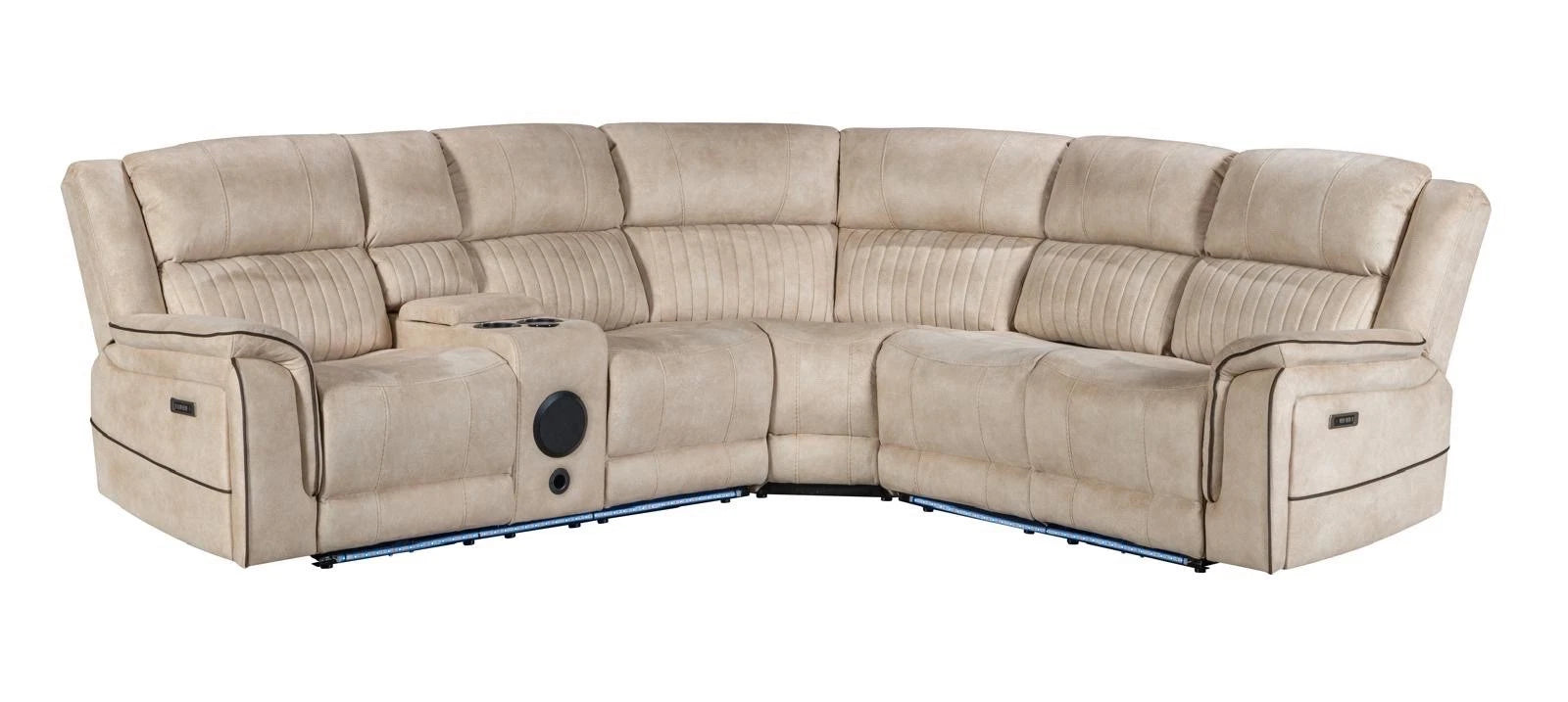 MNS Geneva Pro Fabric Electric Recliner Corner Sofa,Bluetooth USB, LED, Cupholder