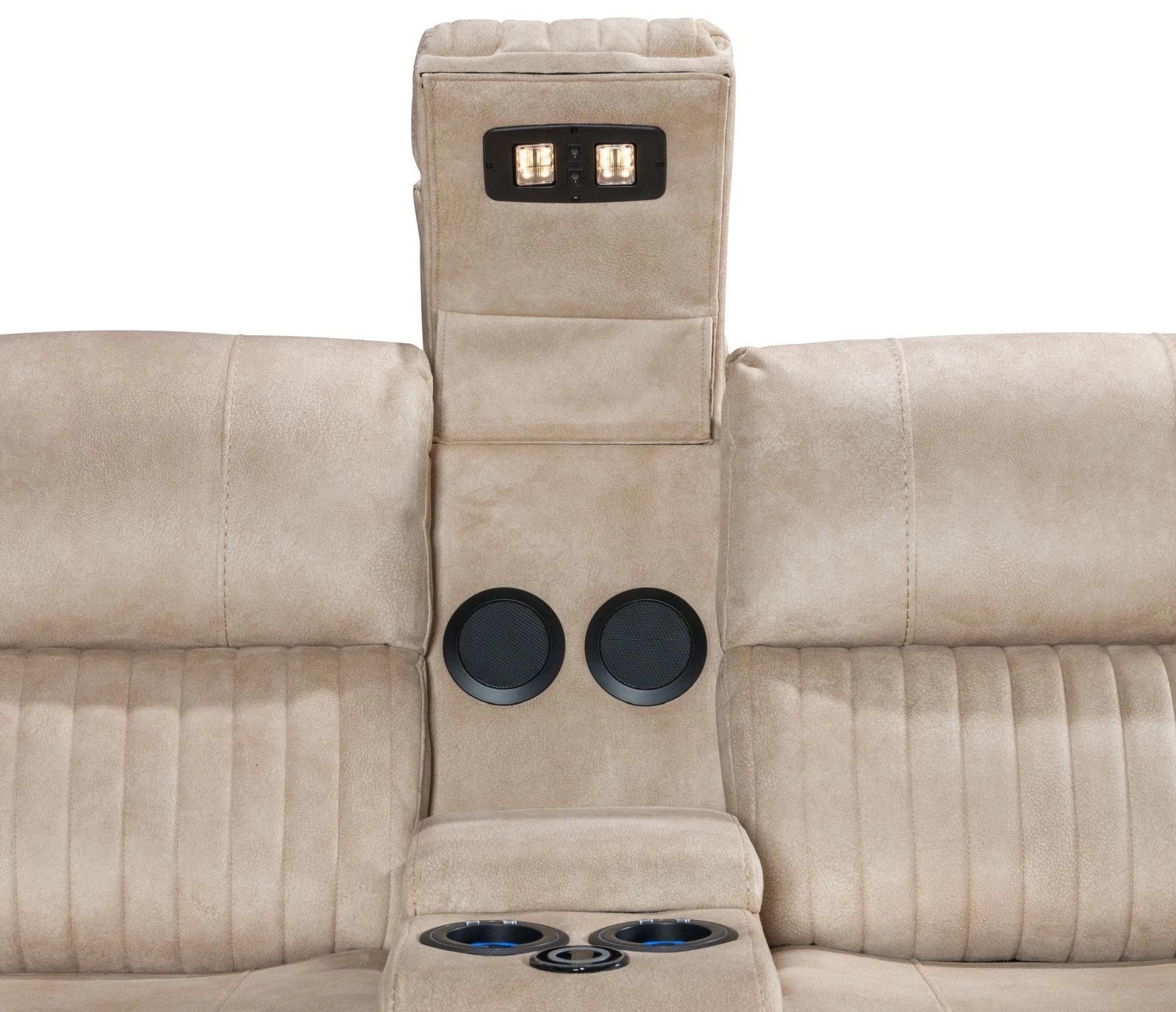 MNS Geneva Pro Fabric Electric Recliner Corner Sofa,Bluetooth USB, LED, Cupholder