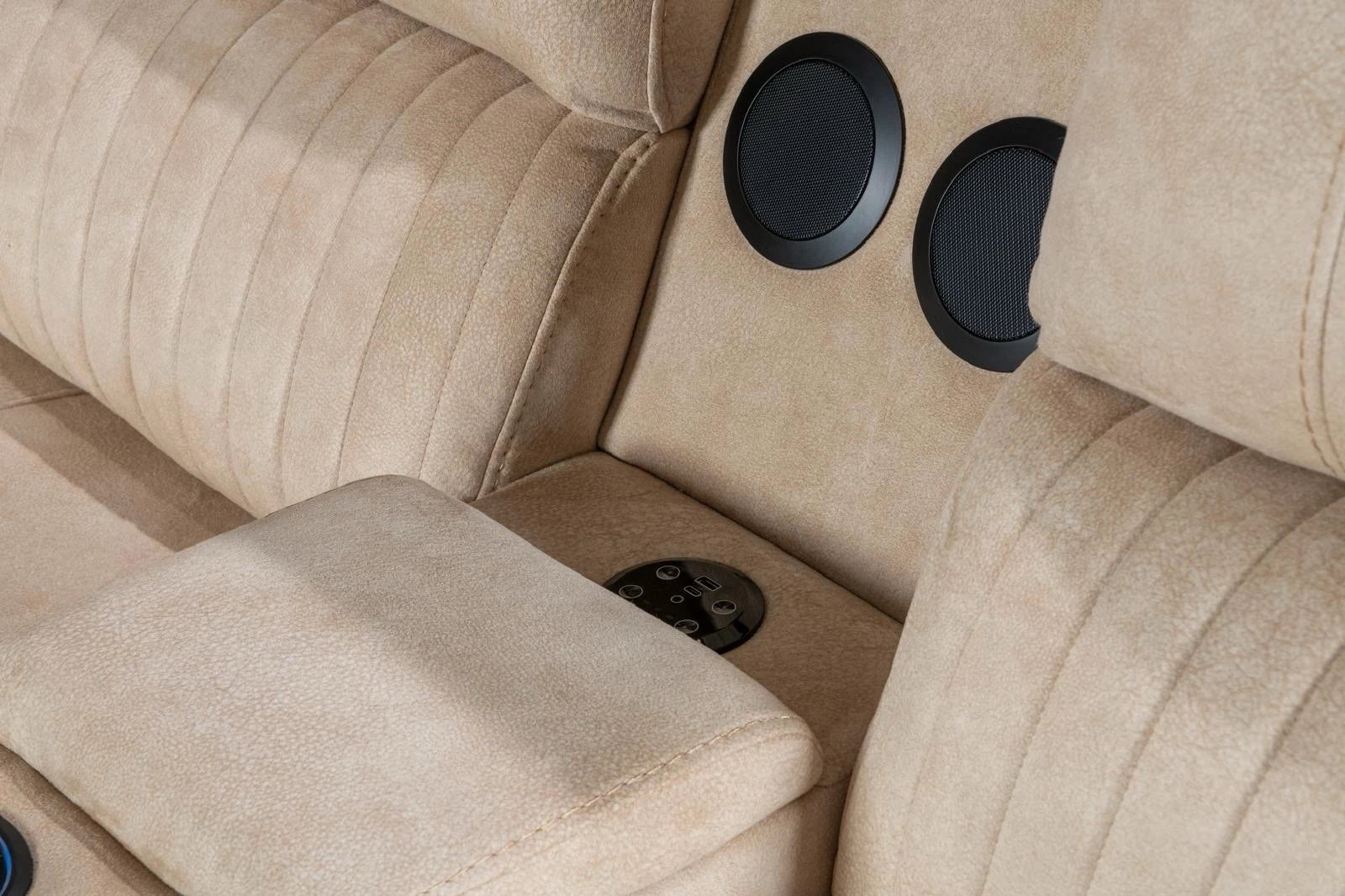 MNS Geneva Pro Fabric Electric Recliner Corner Sofa,Bluetooth USB, LED, Cupholder