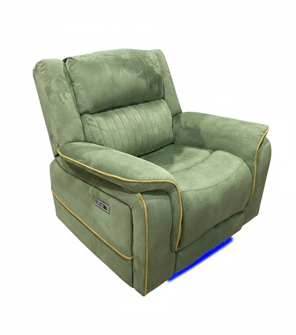 MNS Emerald Green Geneva Pro Fabric Electric Recliner Sofa Set, Corner Sofa 3, 2 Seater and Armchair