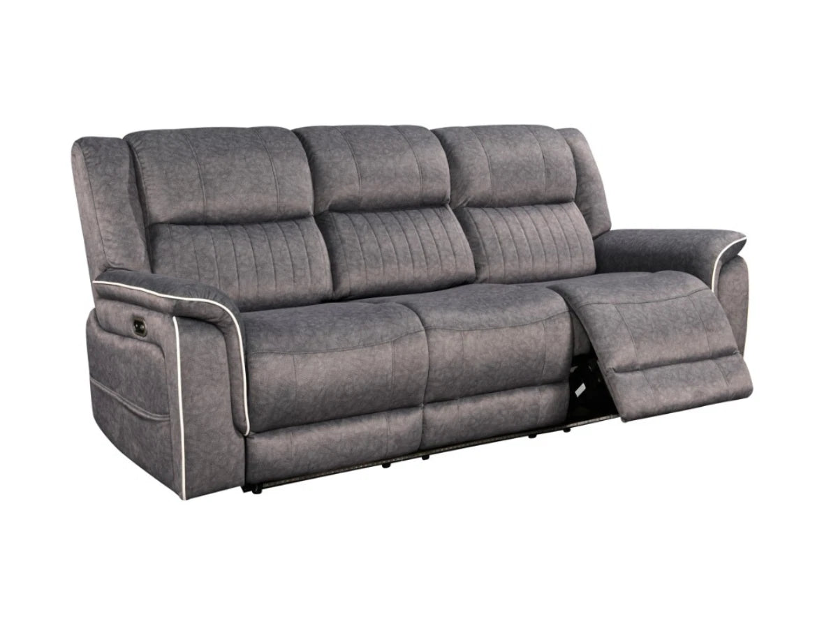 MNS Power Recliner 3+2 Sofa Set Hannan Grey Micro Fabric | Cup Holders | LED | USB