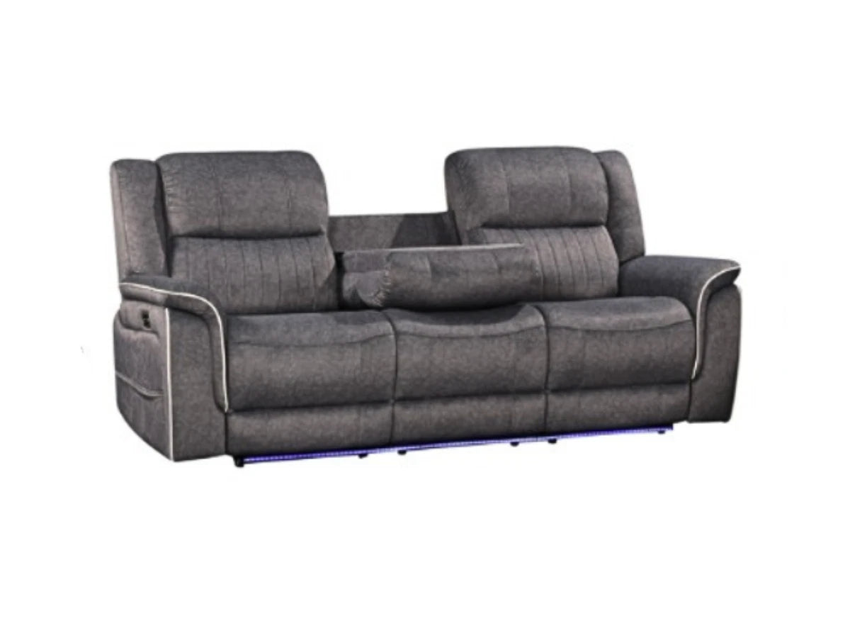 MNS Power Recliner 3+2 Sofa Set Hannan Grey Micro Fabric | Cup Holders | LED | USB