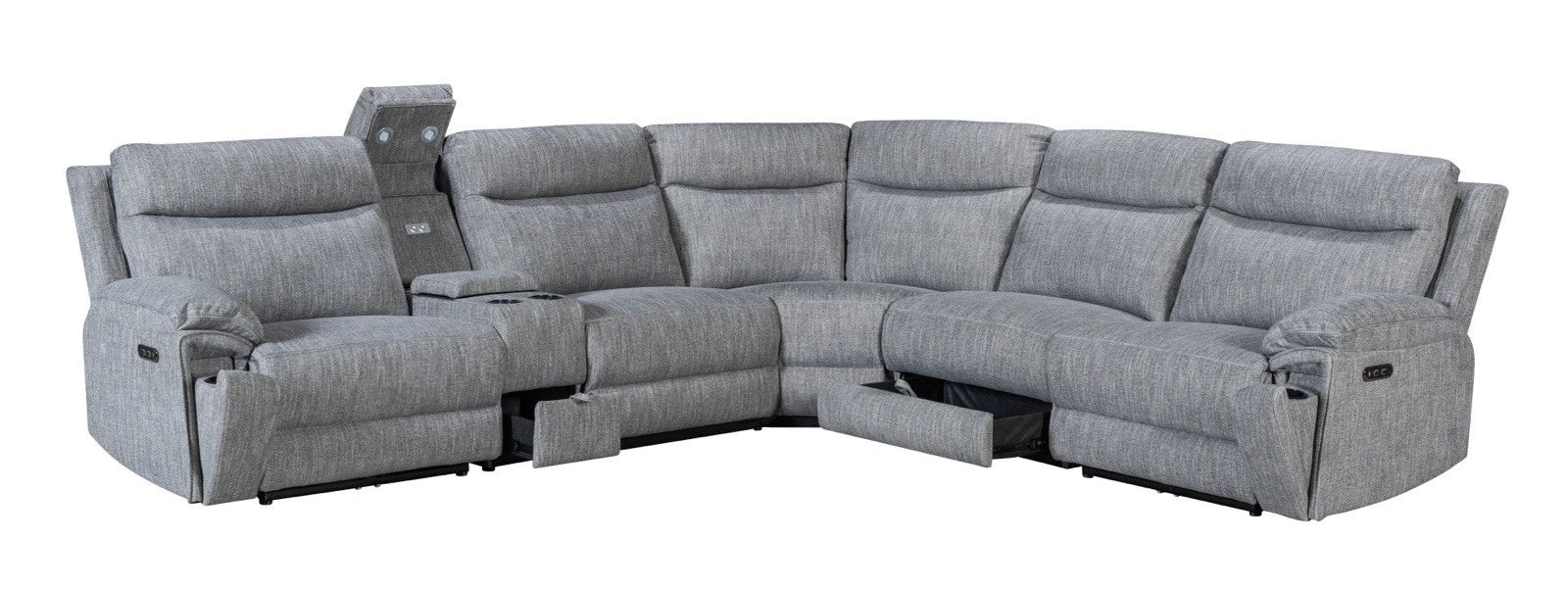 Hercules Electric Recliner Corner Sofa in Grey Colour, lights cupholders