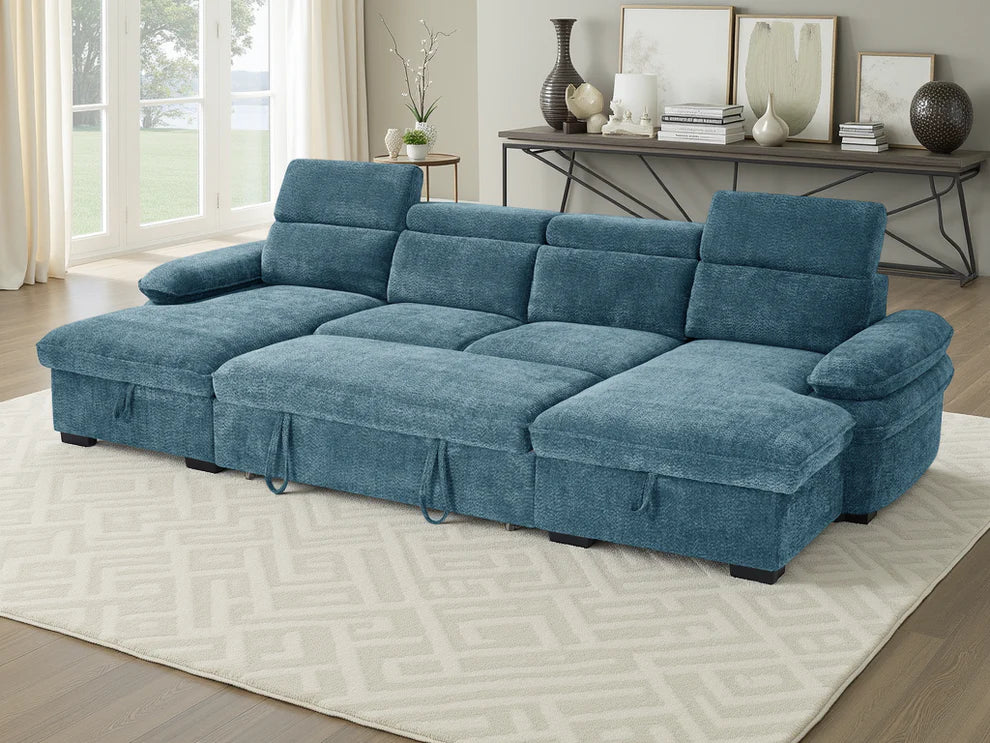 MNS Hudson Sofabed Blue U Shape Corner