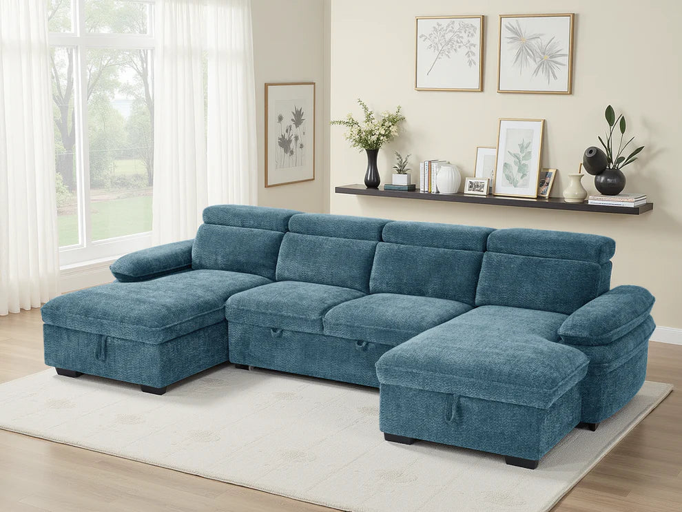 MNS Hudson Sofabed Blue U Shape Corner
