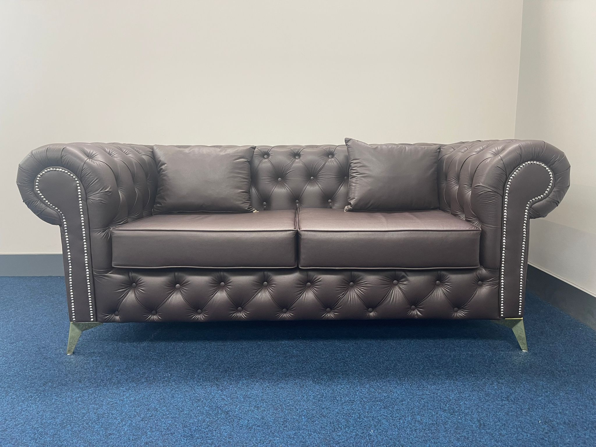 Royal Chesterfield Sofa in Brown Leather 3 Seater/Couch