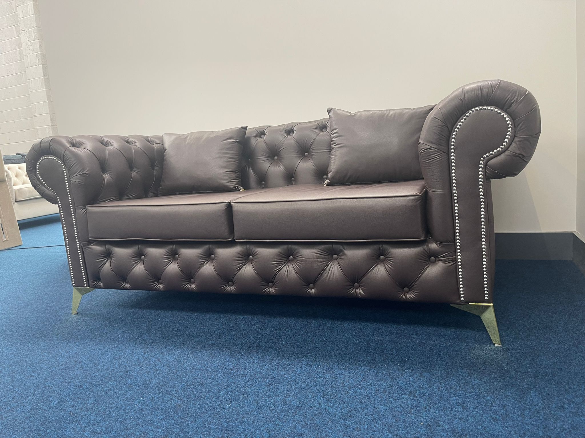 Royal Chesterfield Sofa in Brown Leather 3 Seater/Couch