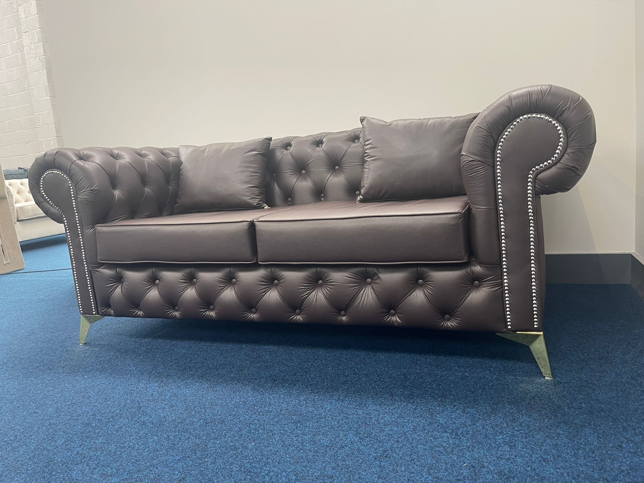 Royal Chesterfield Sofa in Brown Leather 3 Seater/Couch