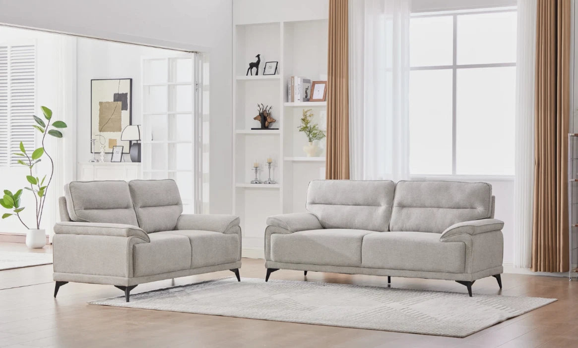MNS Kate 3+2 Large Sofa, Chenille Fabric In Grey, Green & Dark Grey Colours