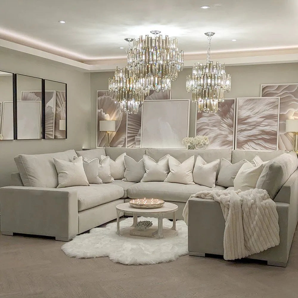 U Shape Sofa - Cinema U Shape Sofa Luxury XL Corner Chaise Sofa - Cream Truffle