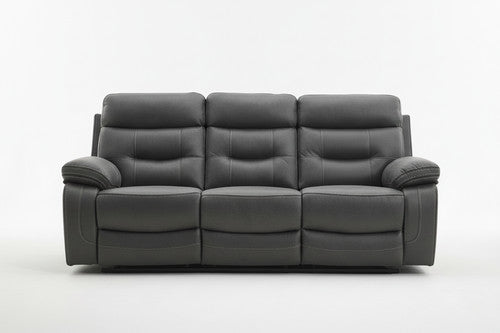 MNS Lyon Fabric Recliner Sofa, 3 Seater Manual Recliner Sofa (Grey,Black)