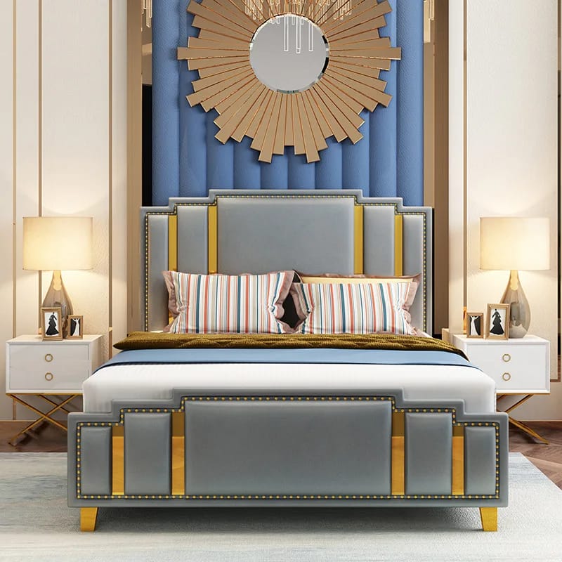 Marena High Headboard Velvet Bed with Storage