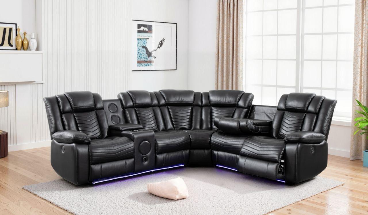 MNS MICHIGAN LEATHER ELECTRIC RECLINER SOFA