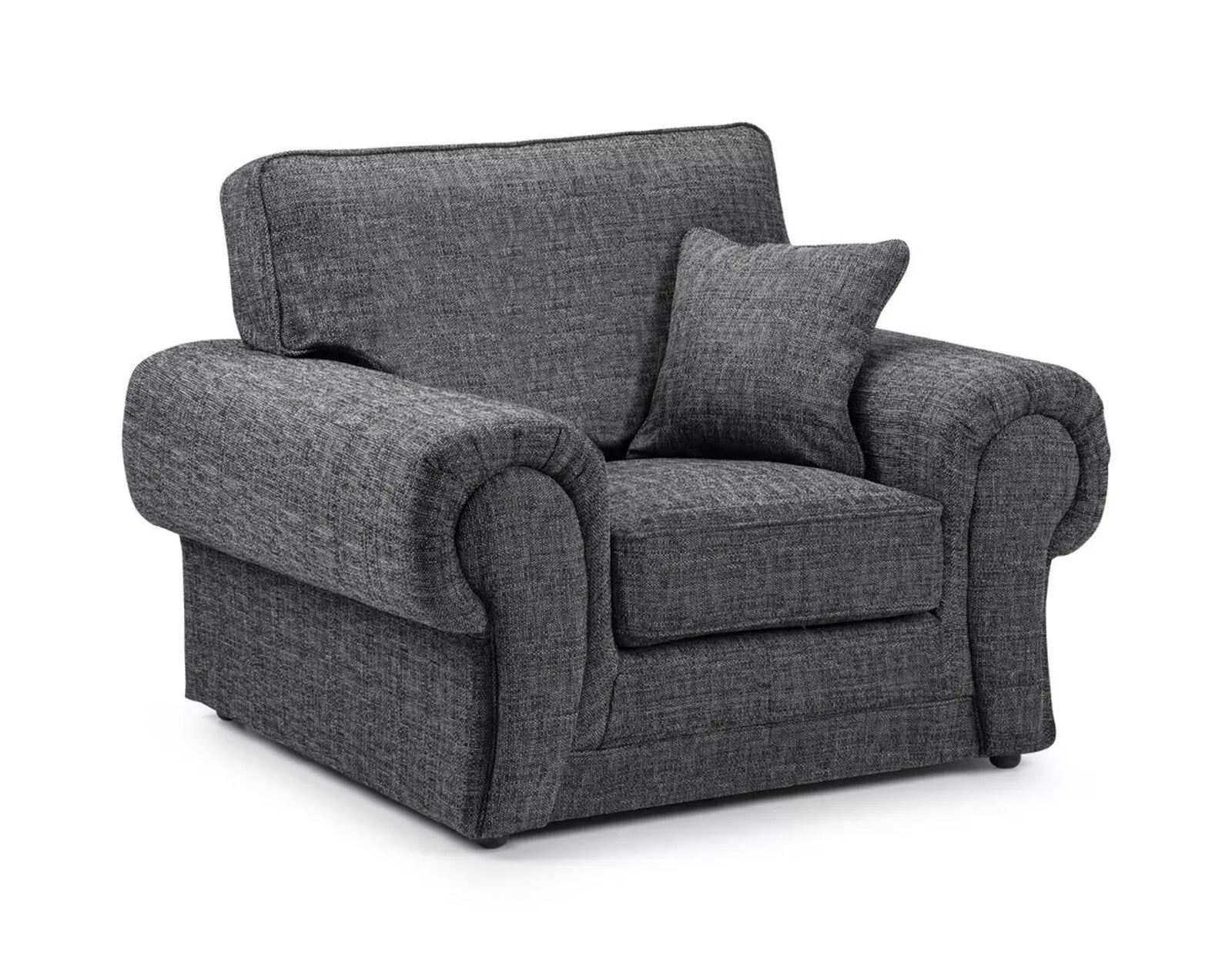 Newton Fabric Comfy Grey Corner Sofa High Back Cushions 3 Seater 2 Seater Armchair